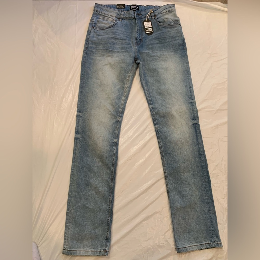 Grizzly Straight Fit Light Wash Men's Jeans 34x34